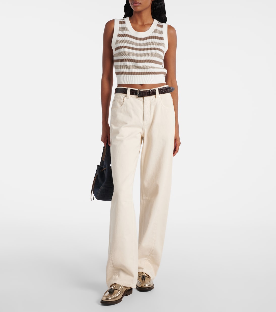 Chaleco de algodón a rayas | Brunello Cucinelli