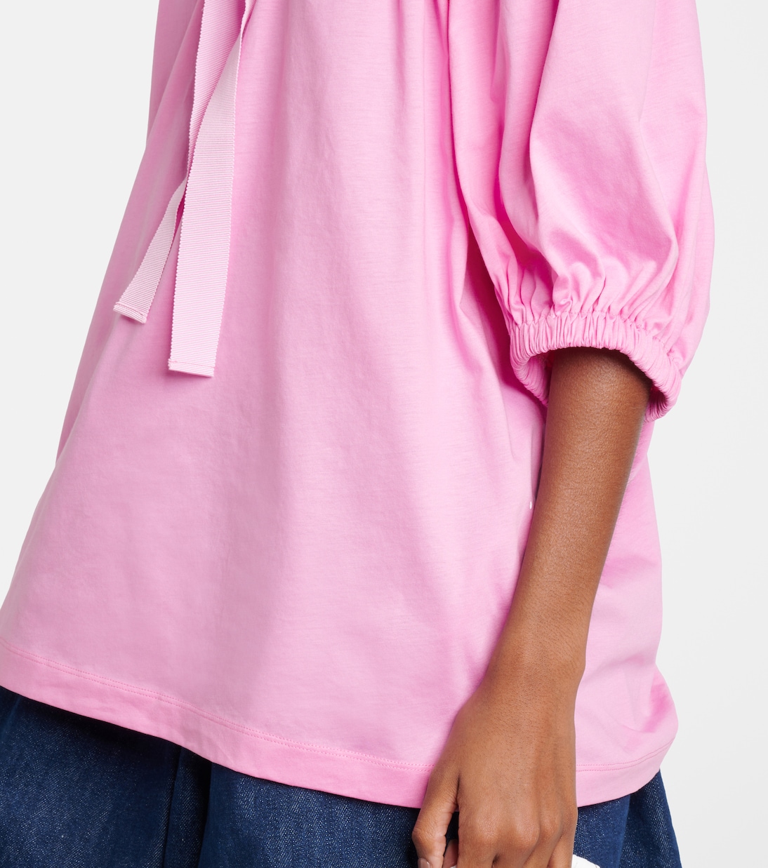 Bow-detail cotton jersey top  | Patou