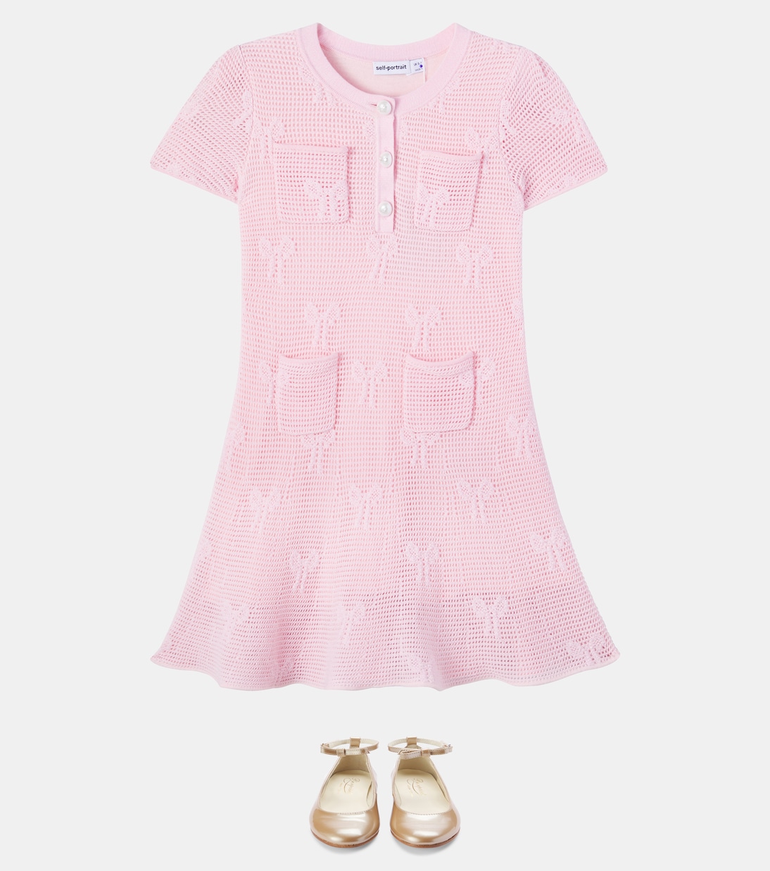 Vestido Bow en mezcla de algodón | Self-Portrait Kids