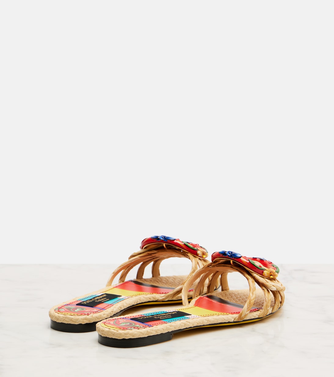 Verzierte Pantoletten Taormina aus Raffiabast | Dolce&Gabbana