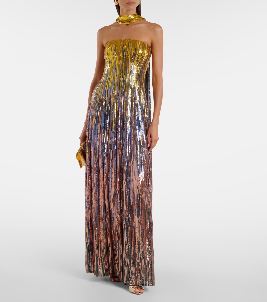 Sequined scarf-detail strapless gown  | Elie Saab