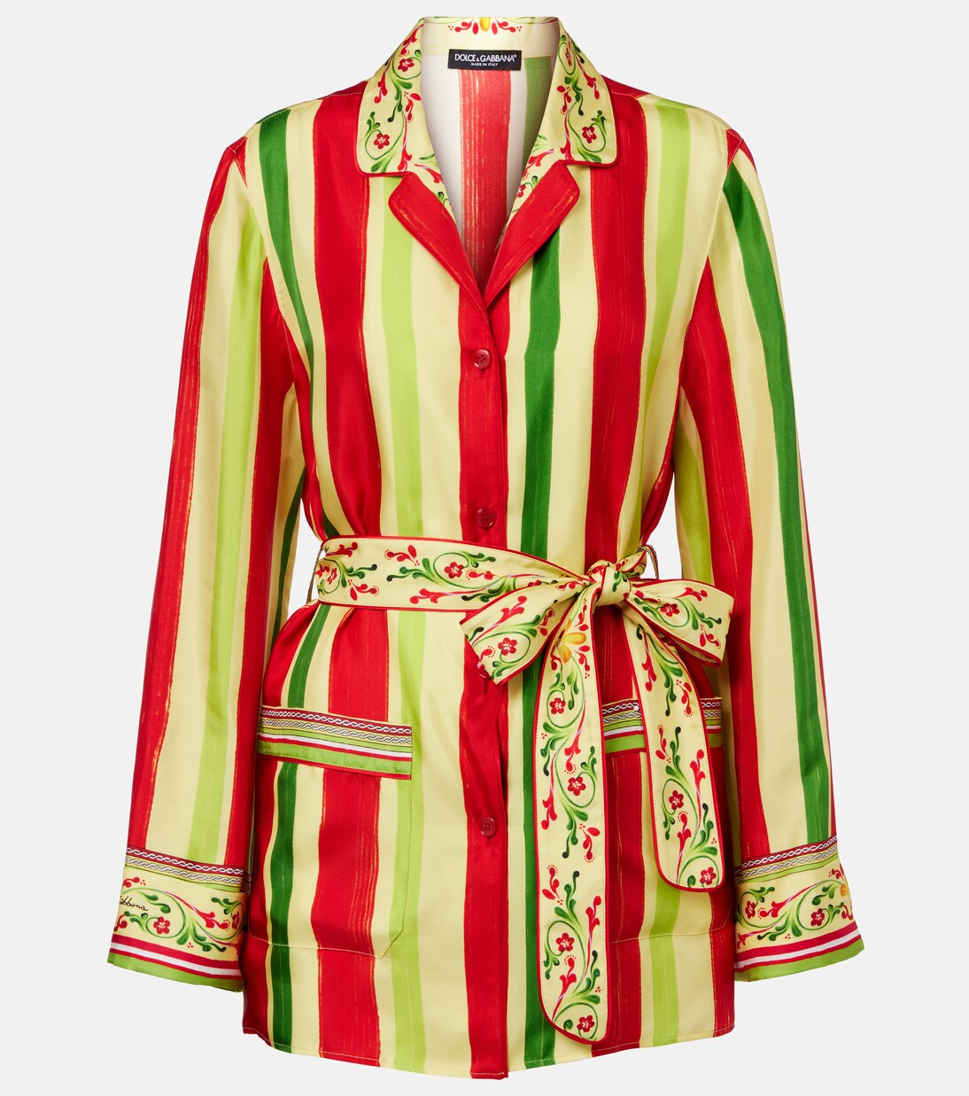 Belted striped silk shirt | Dolce&Gabbana