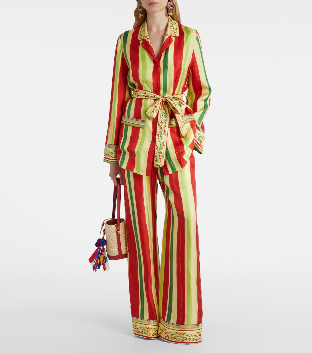 Belted striped silk shirt | Dolce&Gabbana