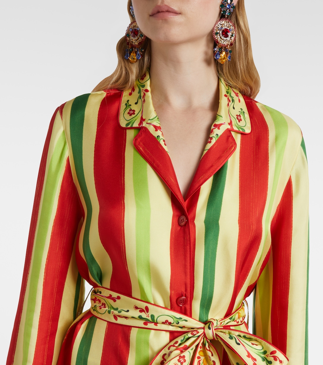 Belted striped silk shirt | Dolce&Gabbana