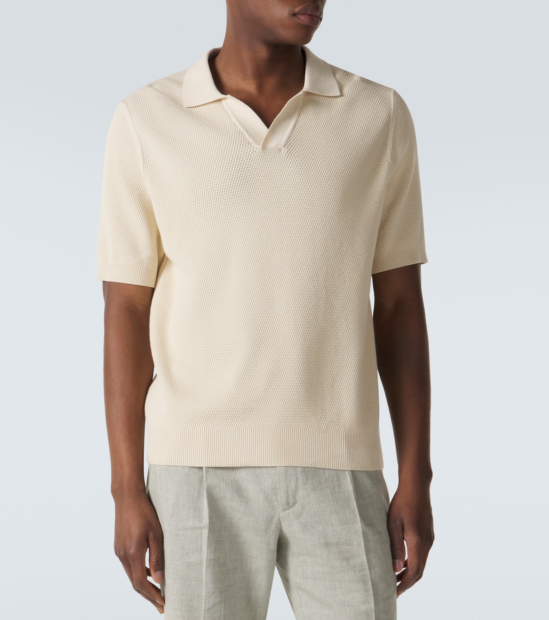 Waffle-knit cotton polo shirt | Sunspel