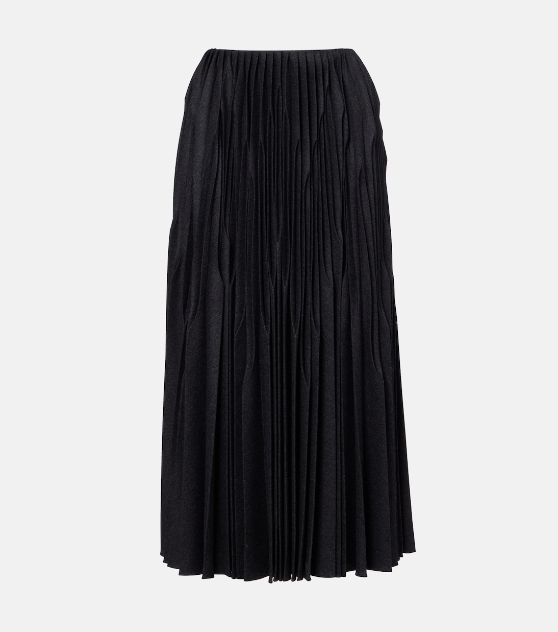 Pleated wool flannel midi skirt | Alaïa