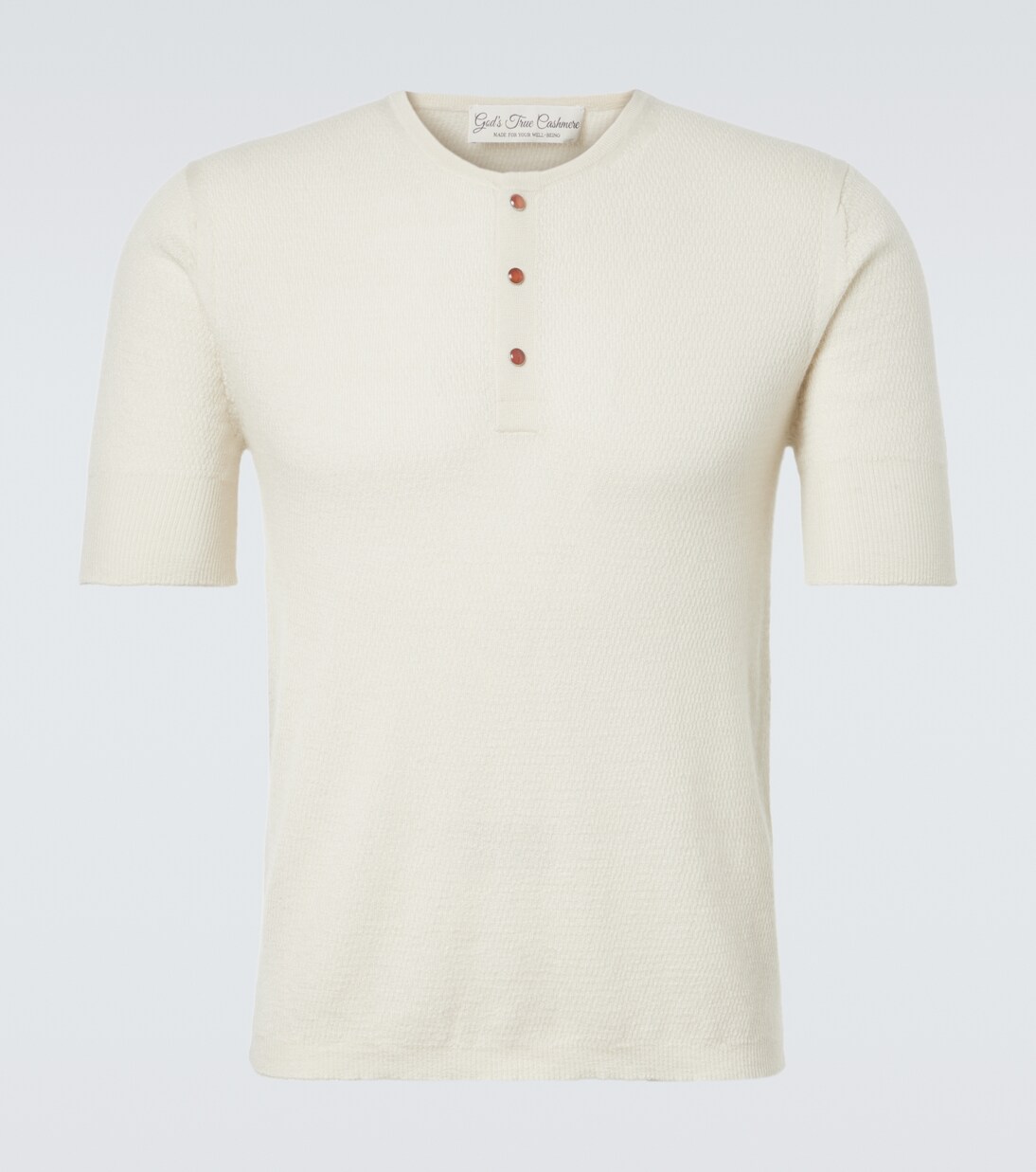 Cashmere Henley shirt with carnelian | God's True Cashmere