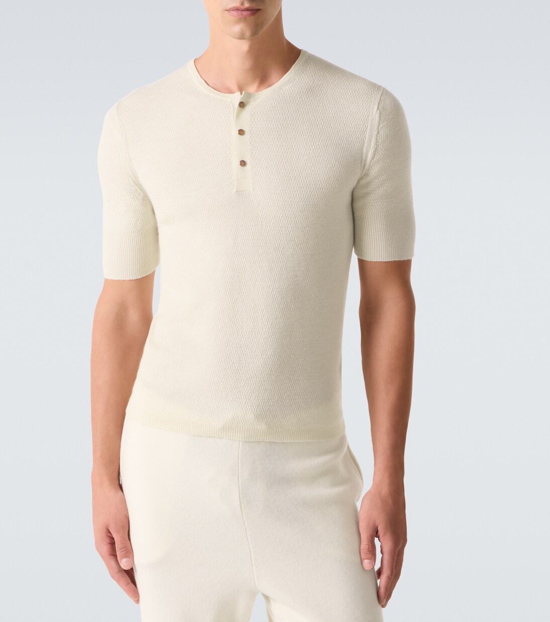 Cashmere Henley shirt with carnelian | God's True Cashmere