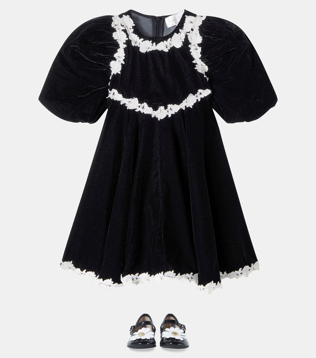 Lace-trimmed velvet dress | Petite Amalie  