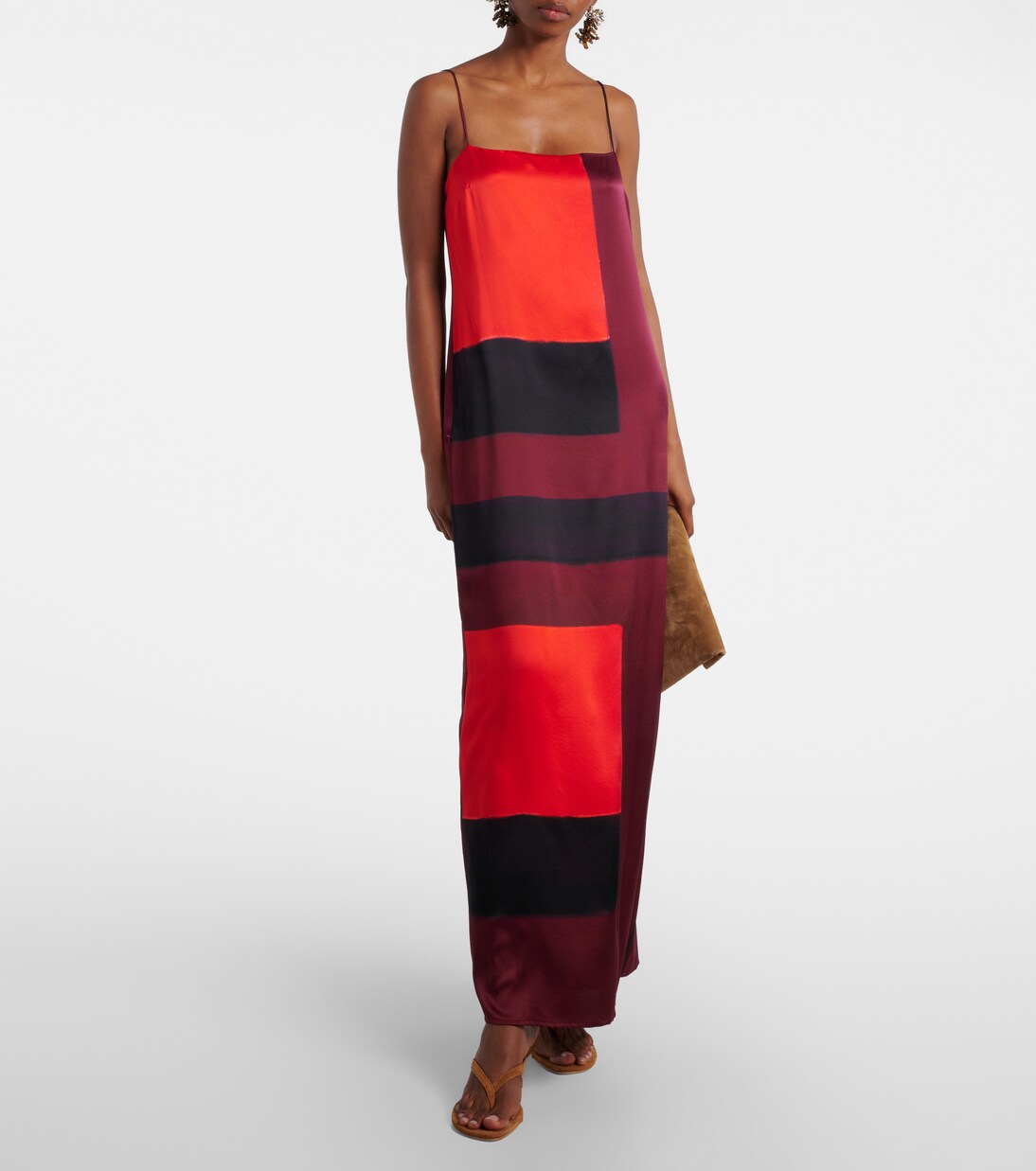 Robe longue Mae imprimée en soie mélangée  | Staud