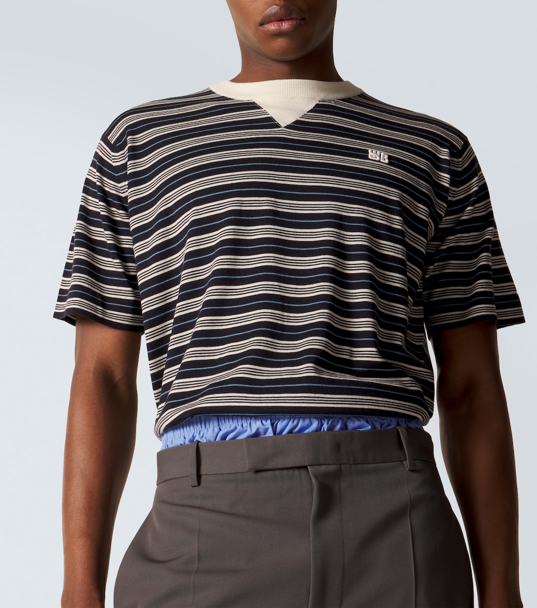 T-shirt Song in lana e cotone a righe | Wales Bonner