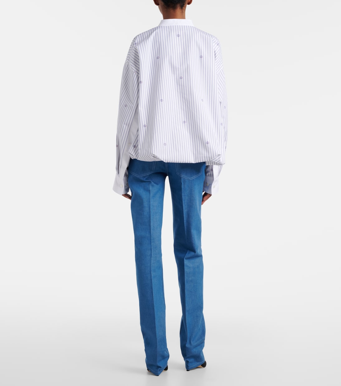 Pantalones slim de chambray de algodón con Horsebit | Gucci