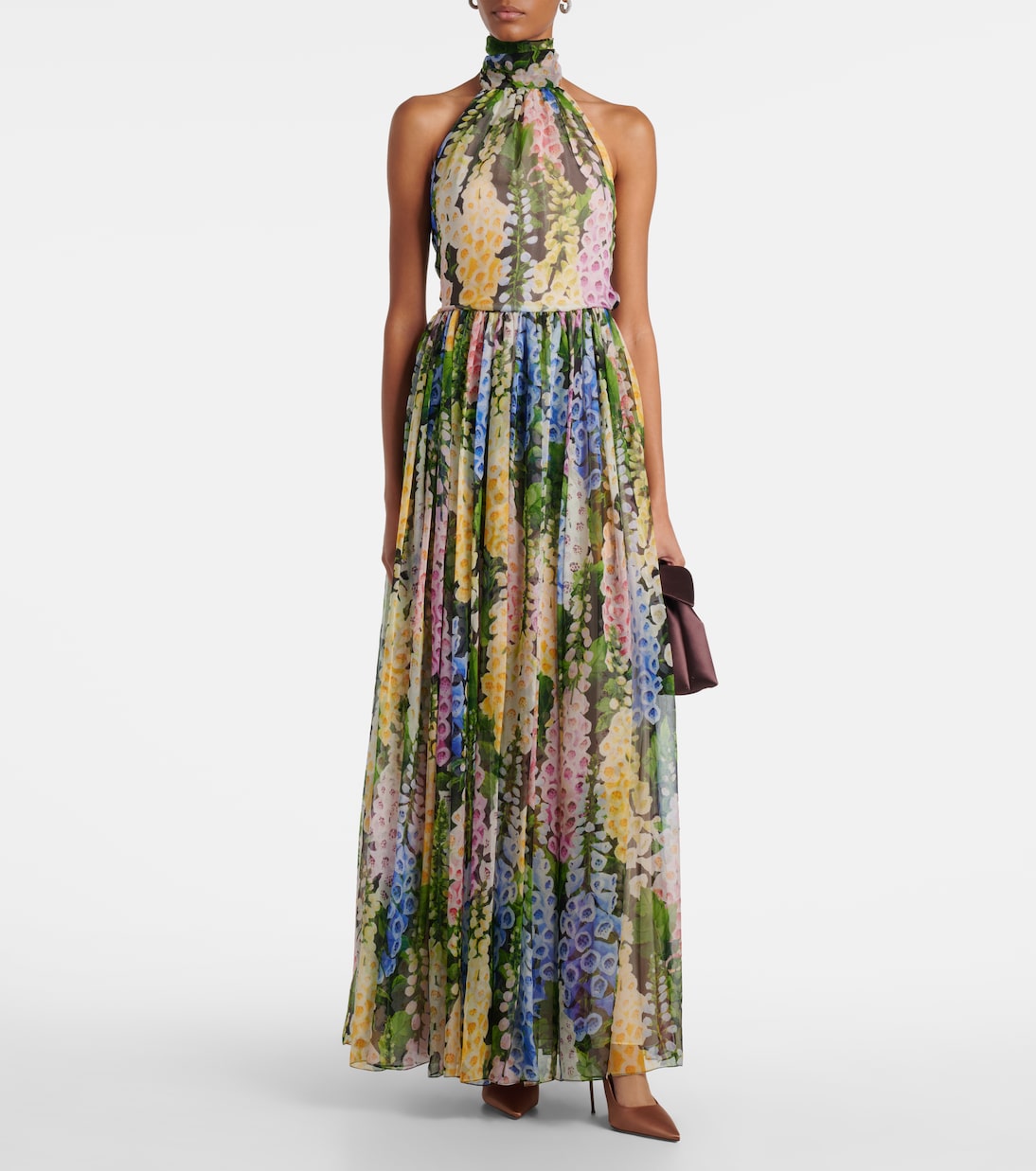 Robe longue en soie à fleurs | Oscar de la Renta