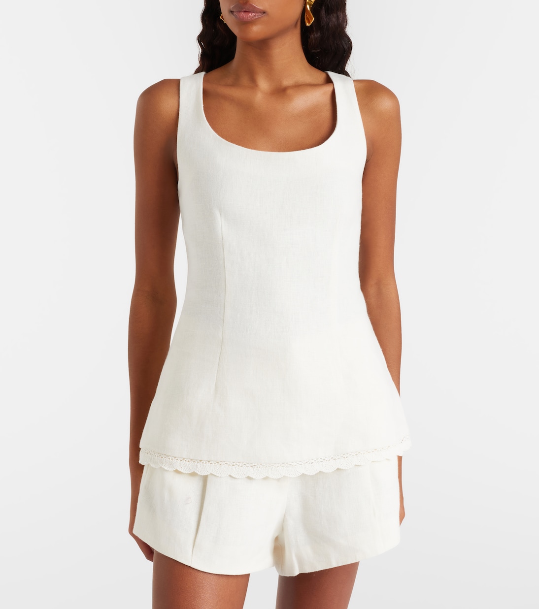 Effi scalloped linen tank top | Posse