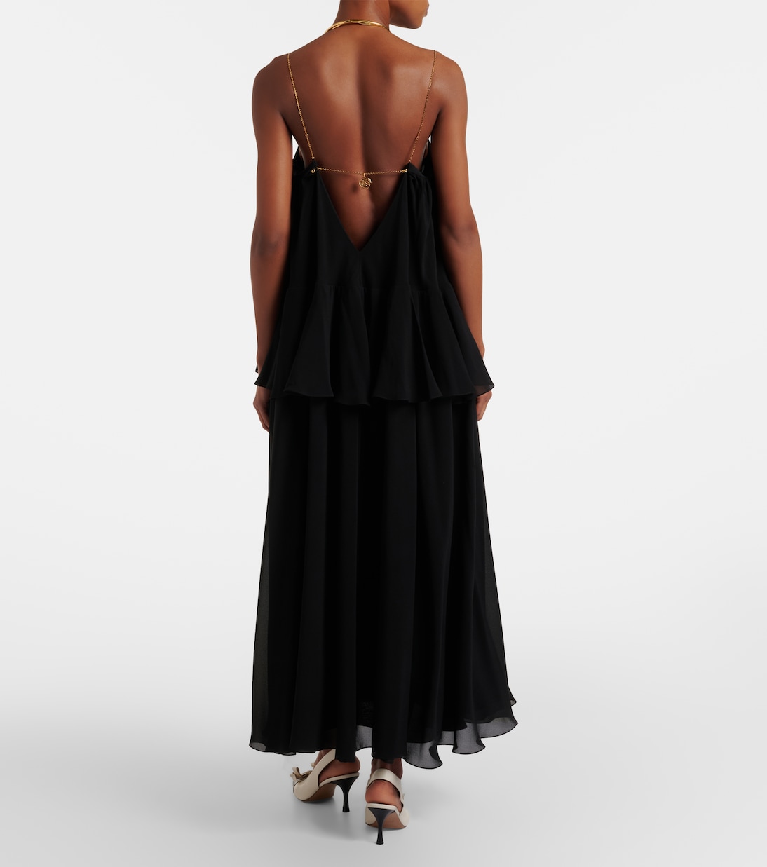 Abito lungo in georgette di seta  | Chloé