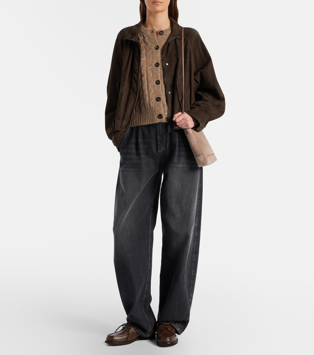 Schultertasche Monili aus Veloursleder | Brunello Cucinelli