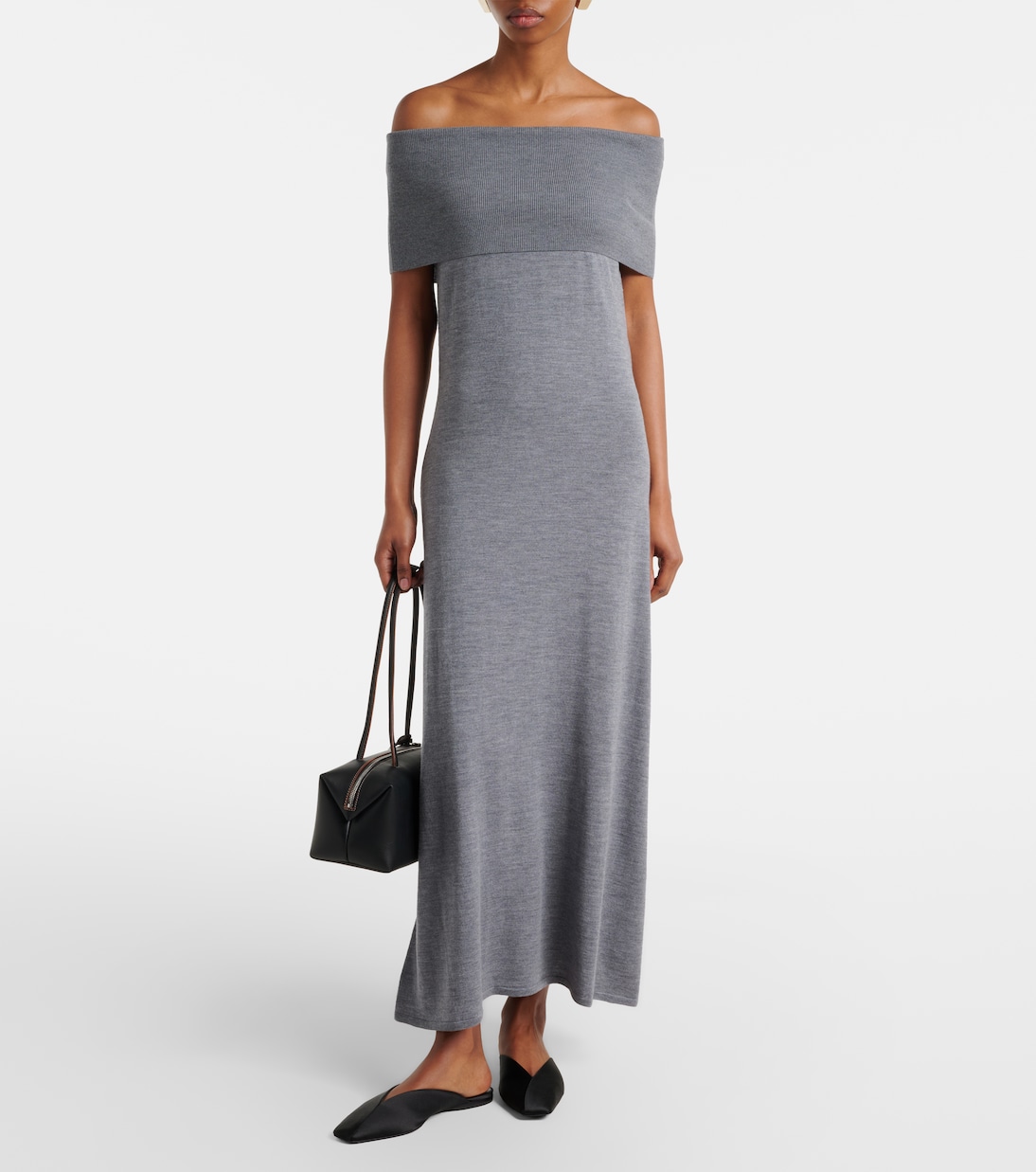 Off-shoulder virgin wool maxi dress | Jardin des Orangers