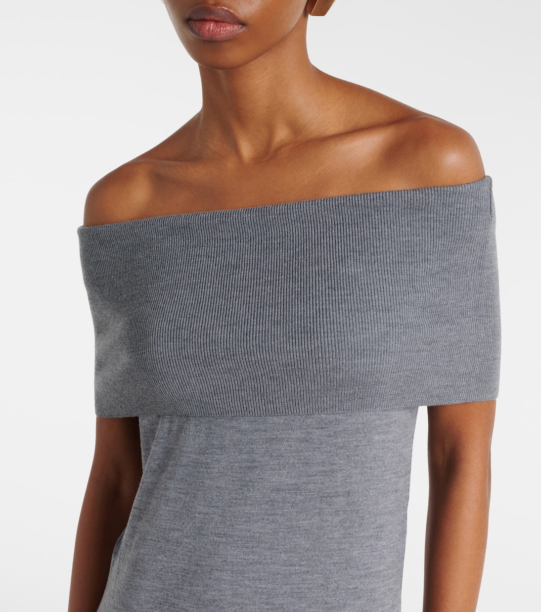 Off-shoulder virgin wool maxi dress | Jardin des Orangers