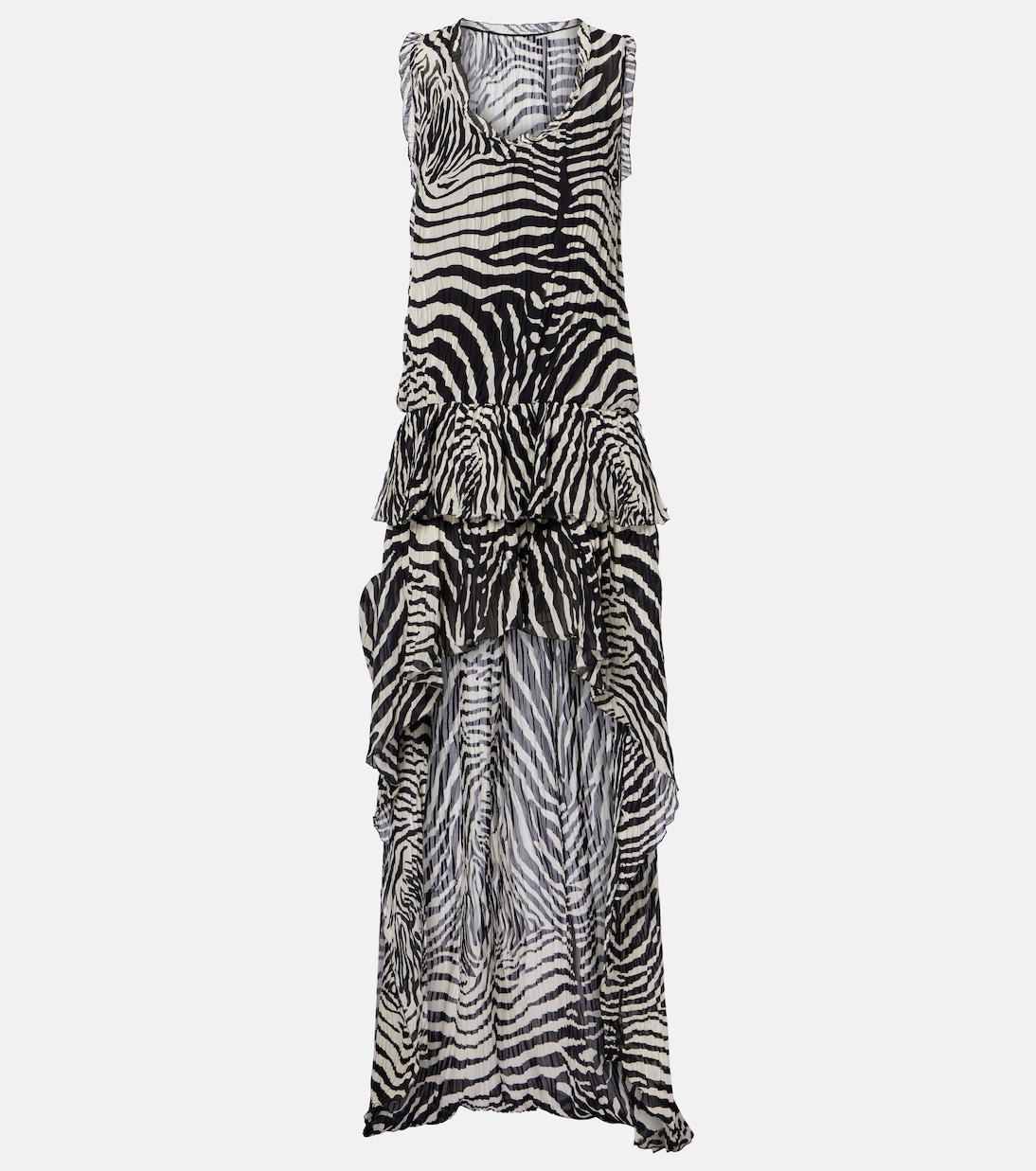 Zebra-print asymmetric chiffon minidress | Blumarine