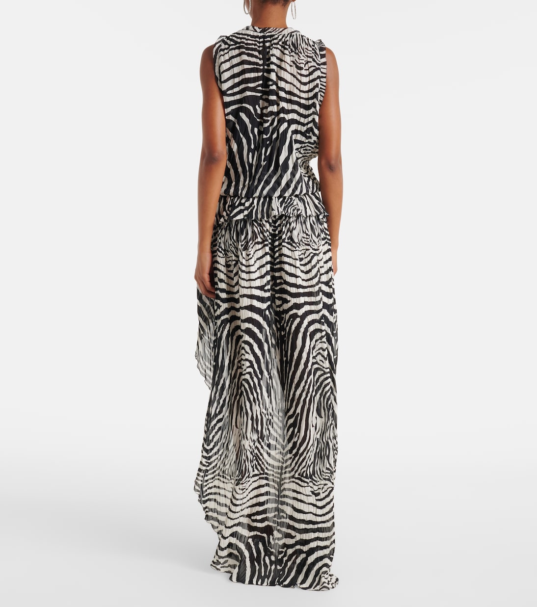 Zebra-print asymmetric chiffon minidress | Blumarine