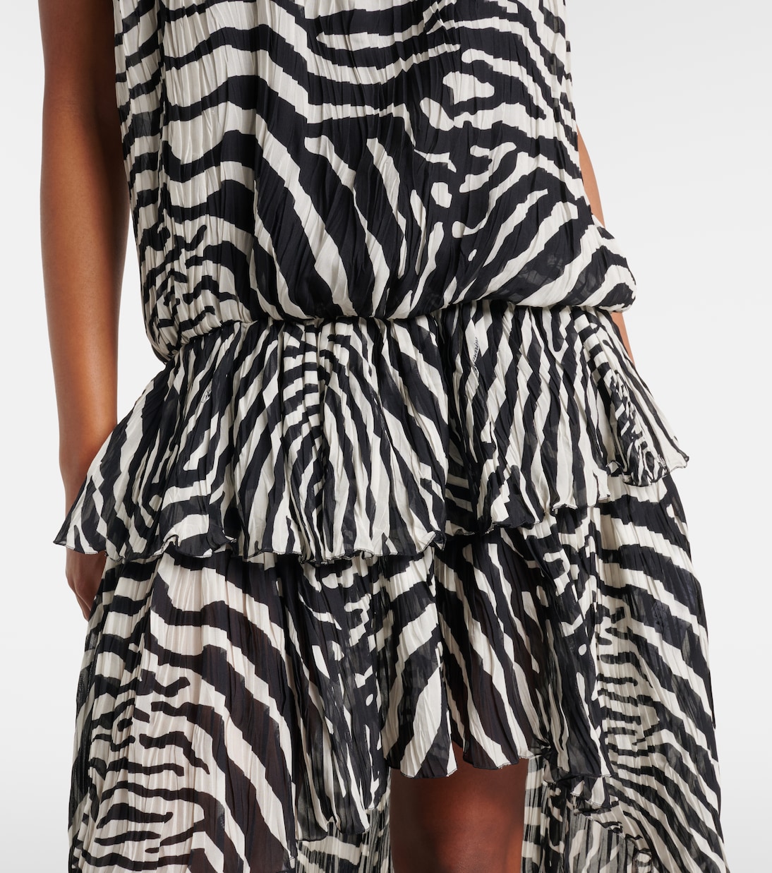 Zebra-print asymmetric chiffon minidress | Blumarine