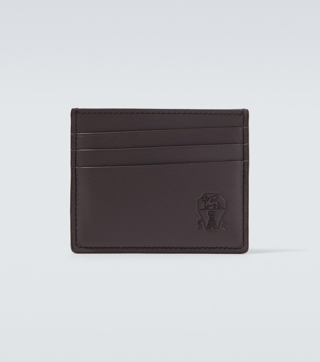 Logo debossed leather card holder | Brunello Cucinelli