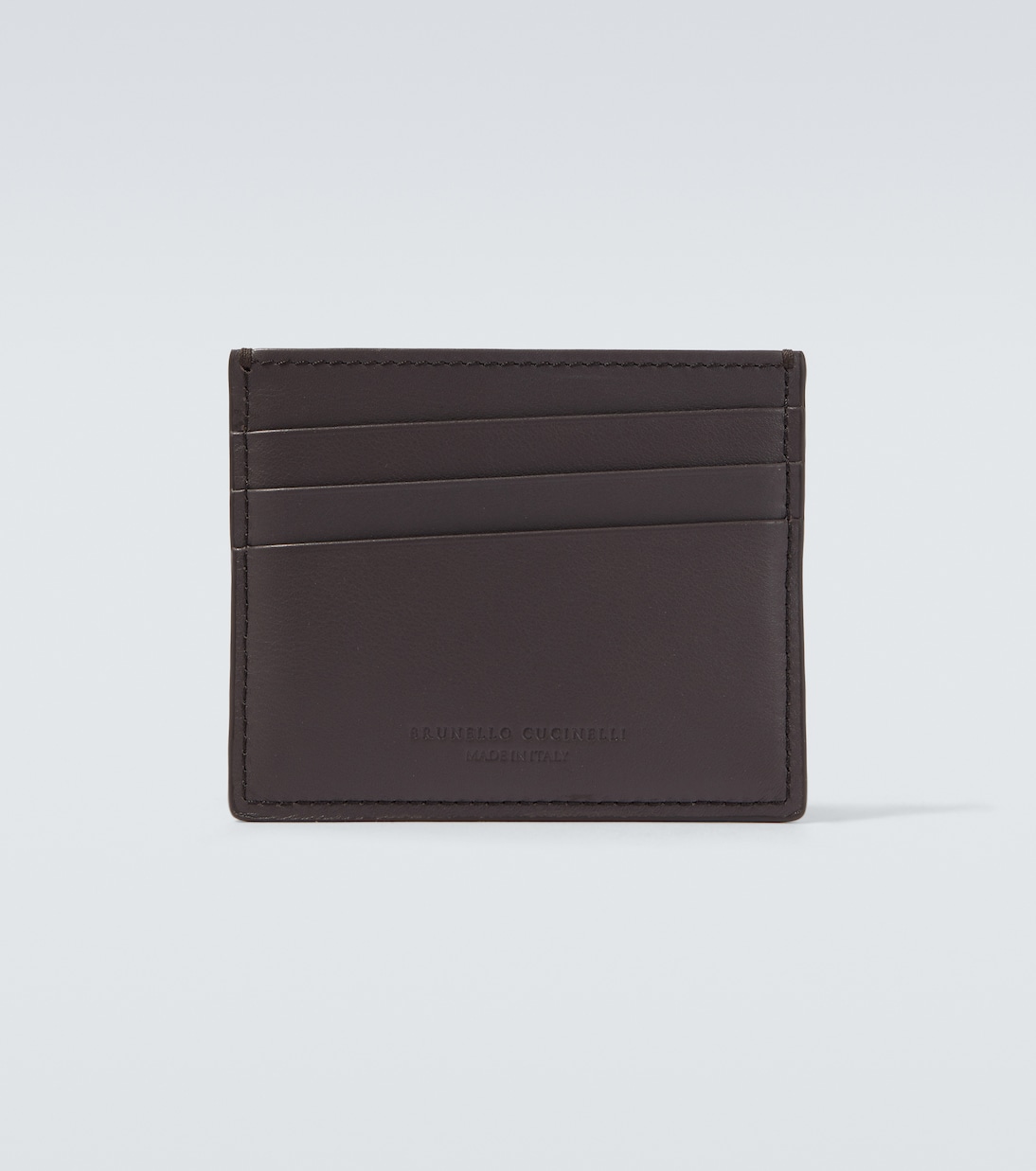 Logo debossed leather card holder | Brunello Cucinelli