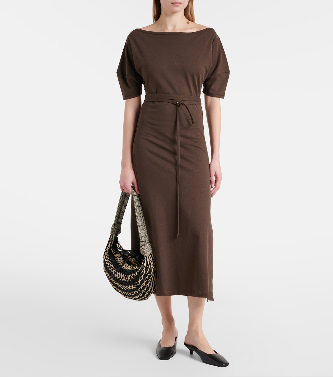 Cotton and linen jersey midi dress | Lemaire