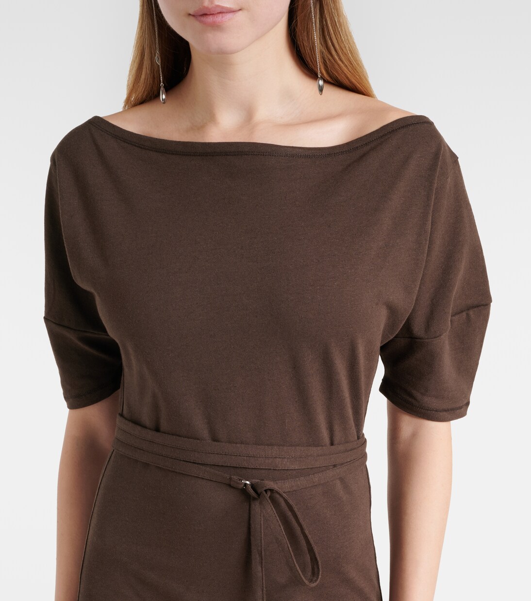 Cotton and linen jersey midi dress | Lemaire