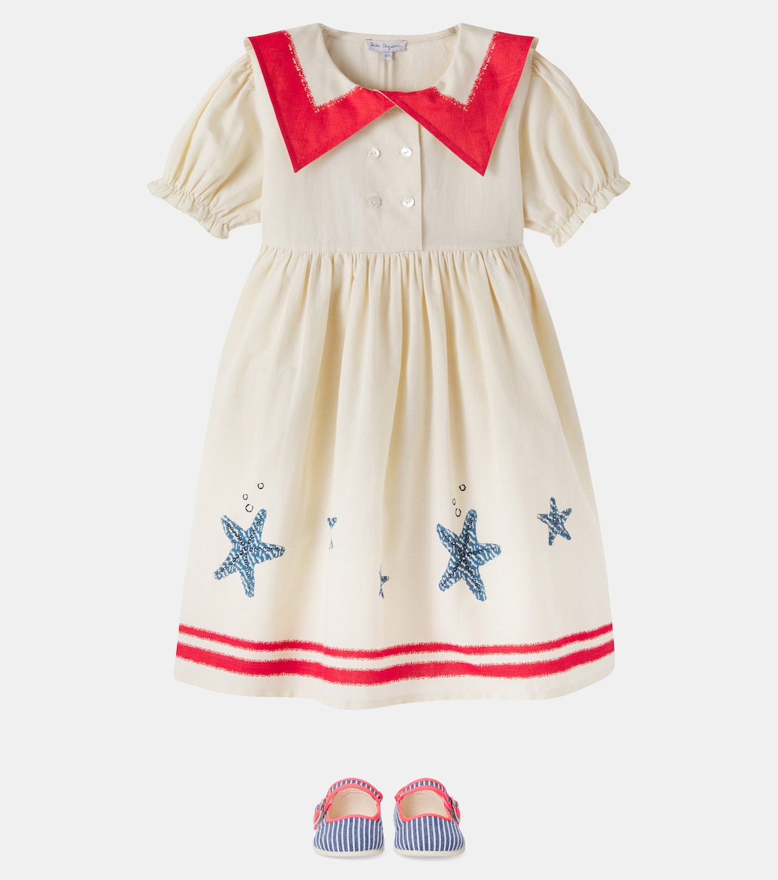 Bedrucktes Kleid Pearl aus Baumwolle und Leinen | Bebe Organic