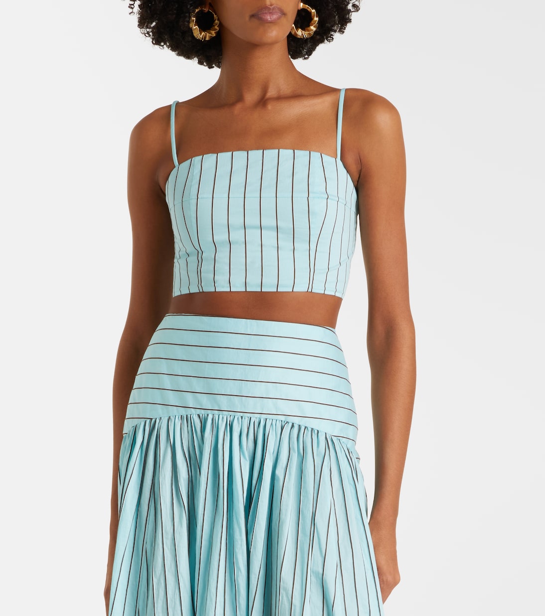 Federico striped cotton-blend crop top | Staud