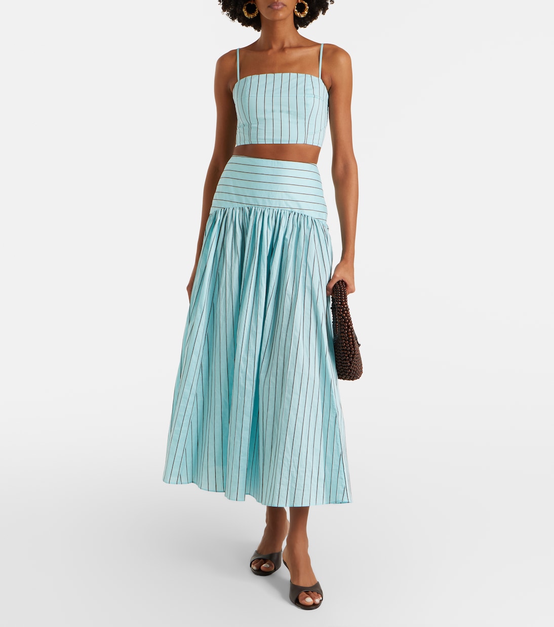 Federico striped cotton-blend crop top | Staud