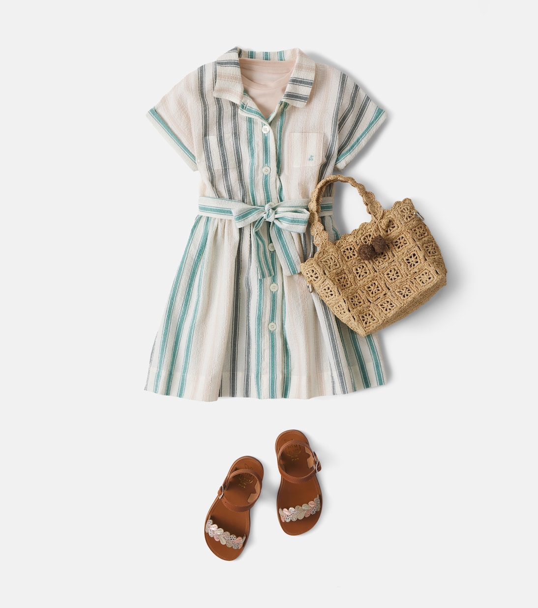 Robe chemise Gisele en seersucker de coton | Bonpoint