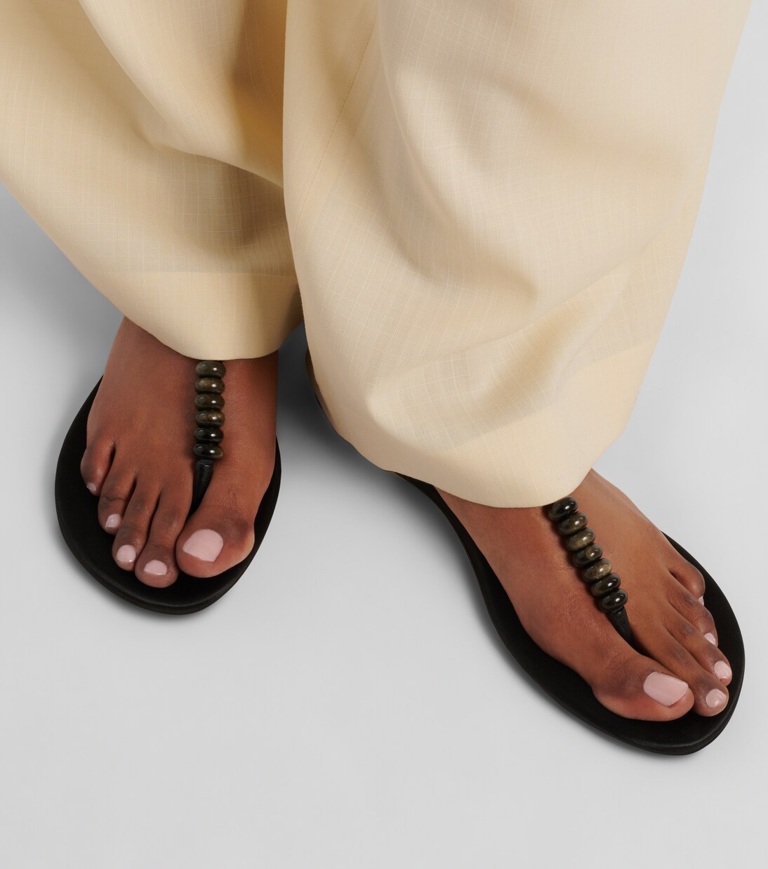 Beaded satin thong sandals | Le Monde Béryl