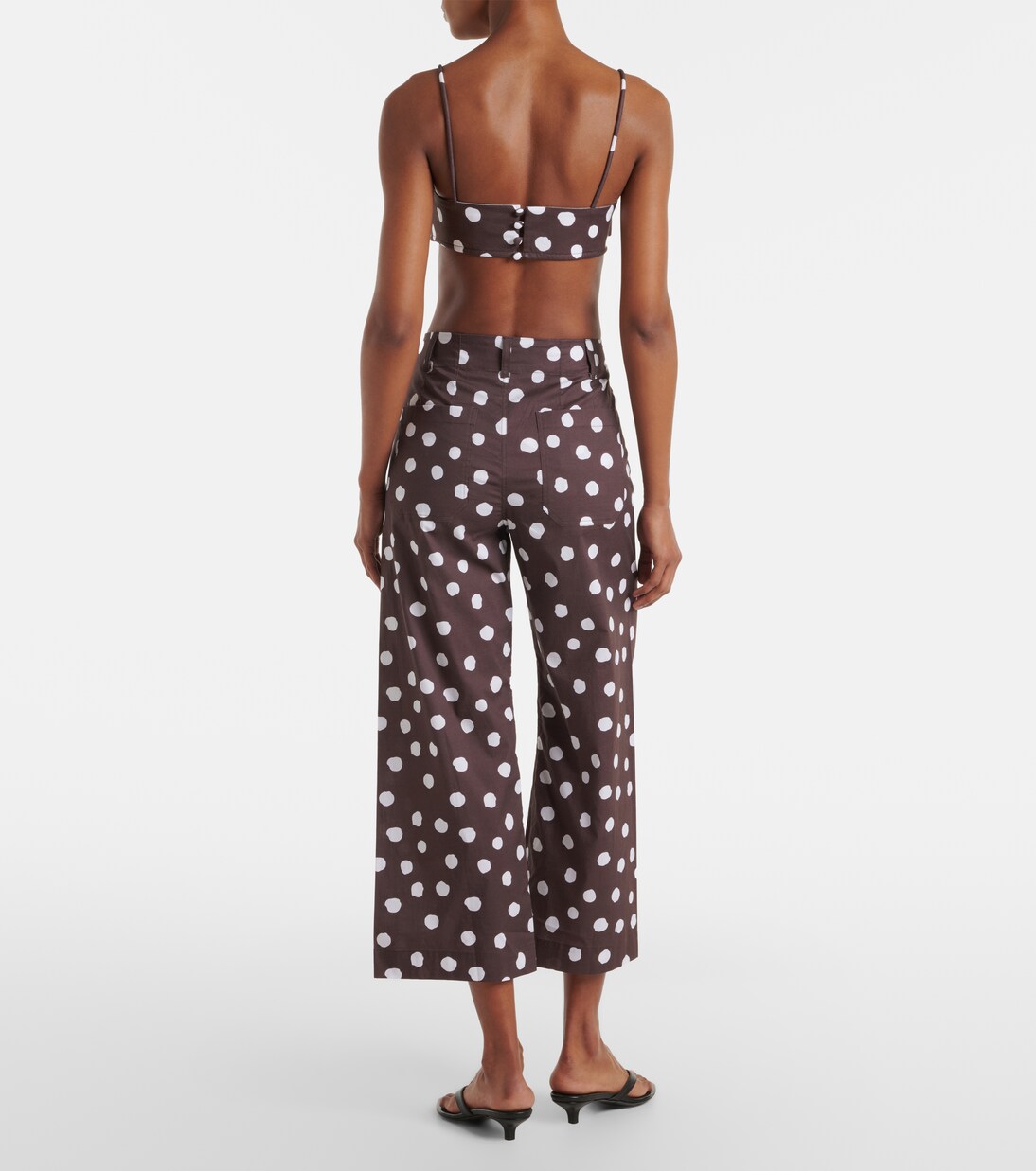 Polka-dot cotton-blend wide-leg pants | Adriana Degreas