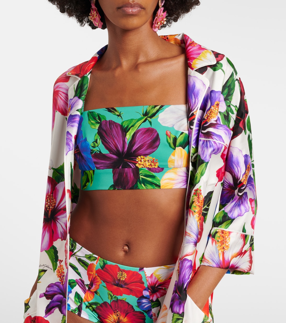 Floral silk-blend crop top | Dolce&Gabbana