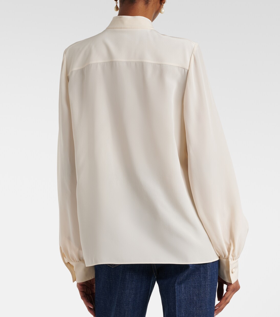 Blusa in crêpe de chine di seta con laccetti | Valentino