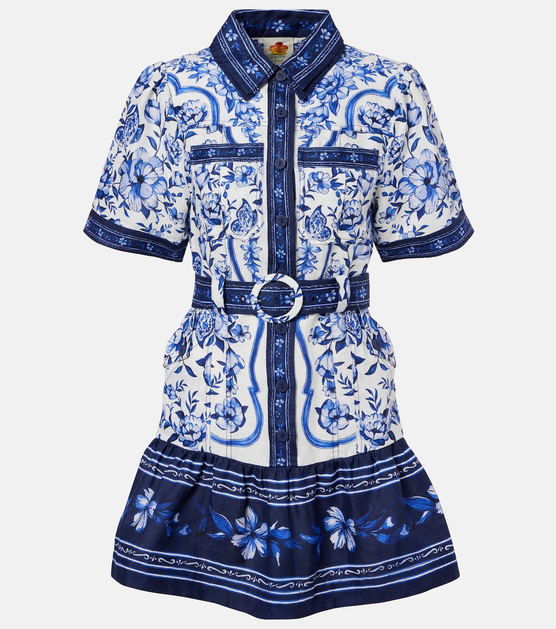 Printed belted linen shirt dress | Farm Rio