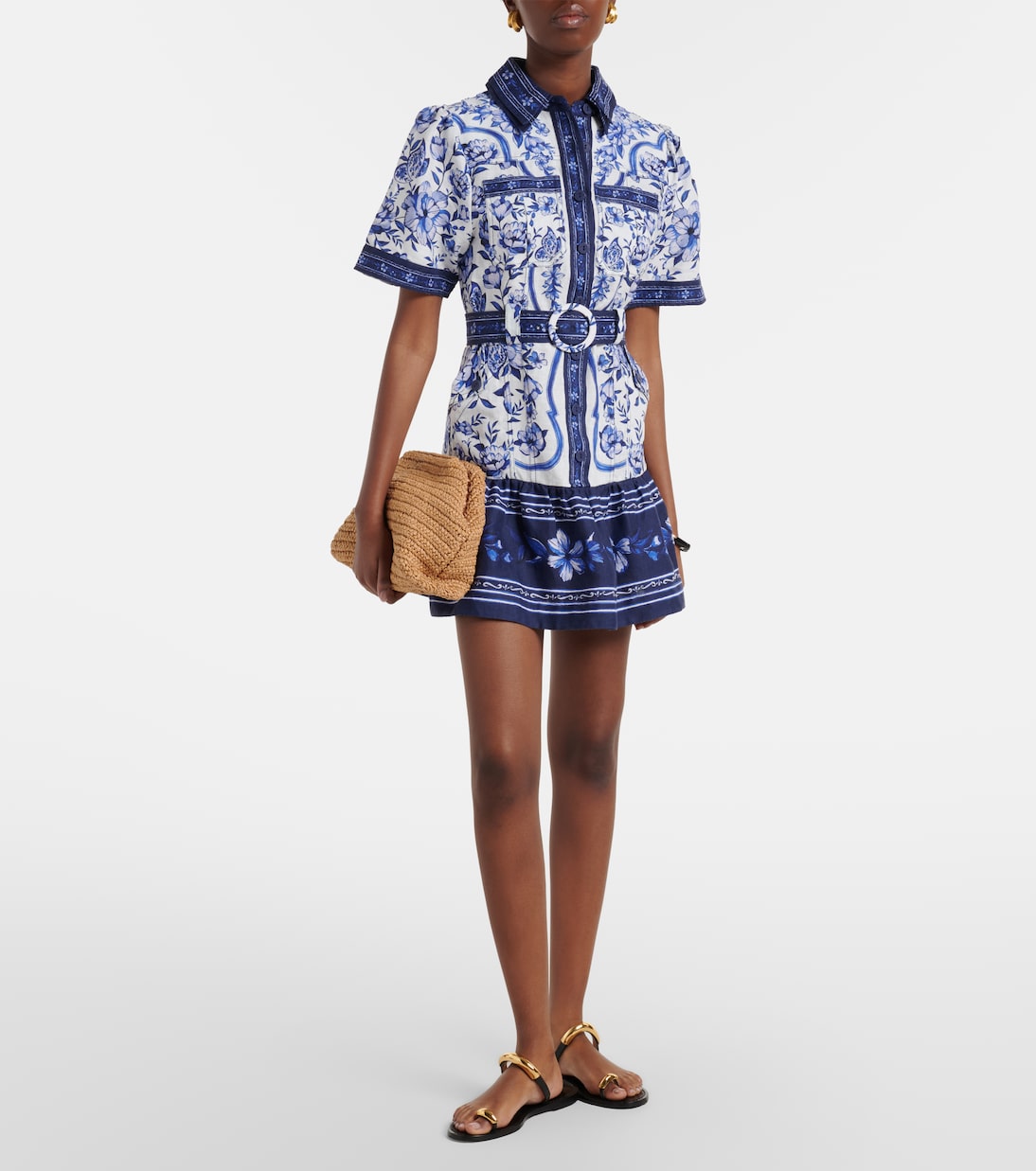 Printed belted linen shirt dress | Farm Rio