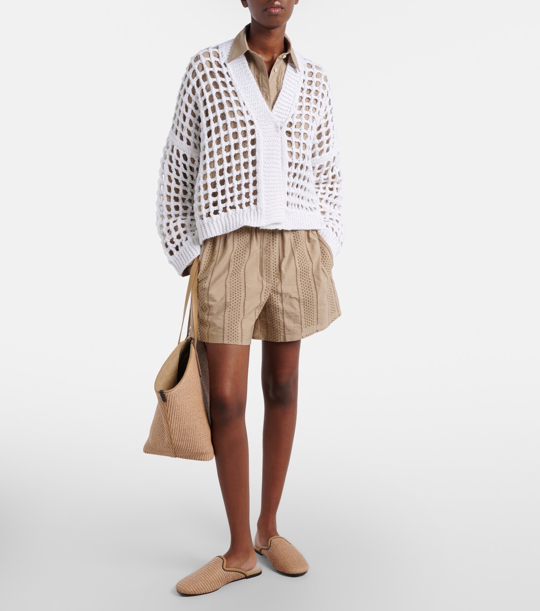 Open-knit cotton cardigan | Brunello Cucinelli