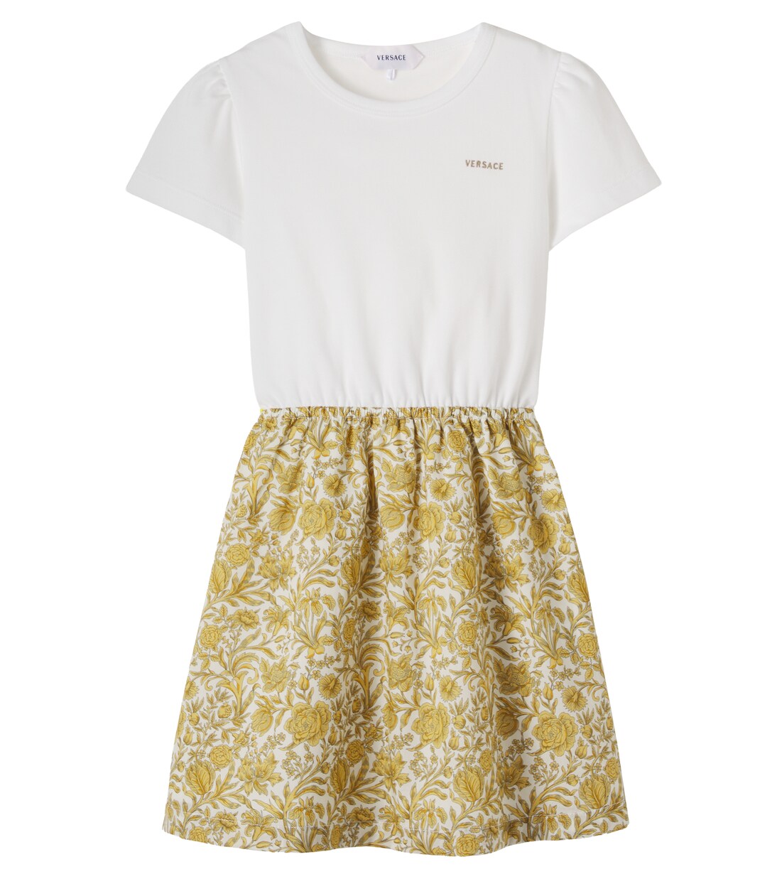 Floral cotton piqué and poplin dress | Versace Kids
