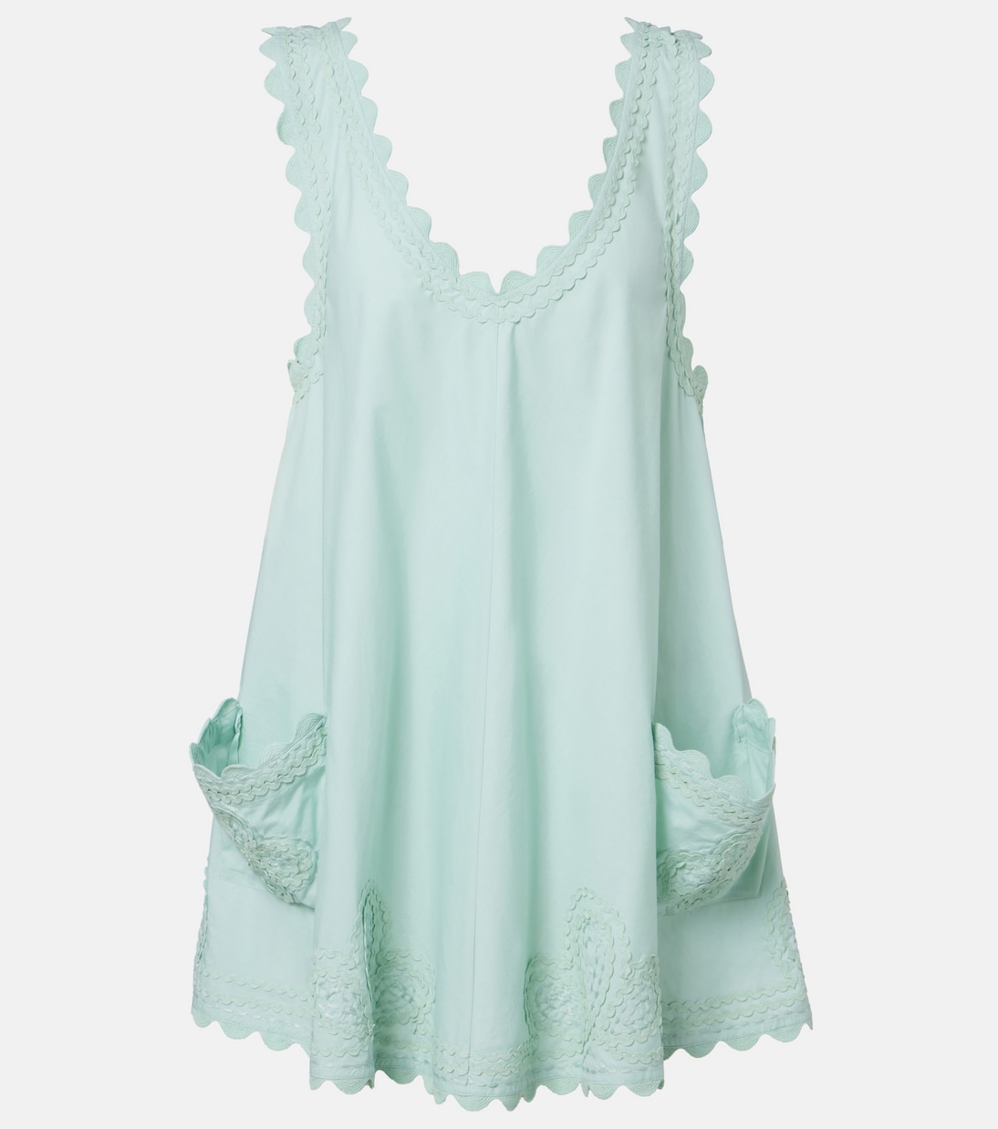 Embroidered scalloped cotton poplin minidress | Juliet Dunn