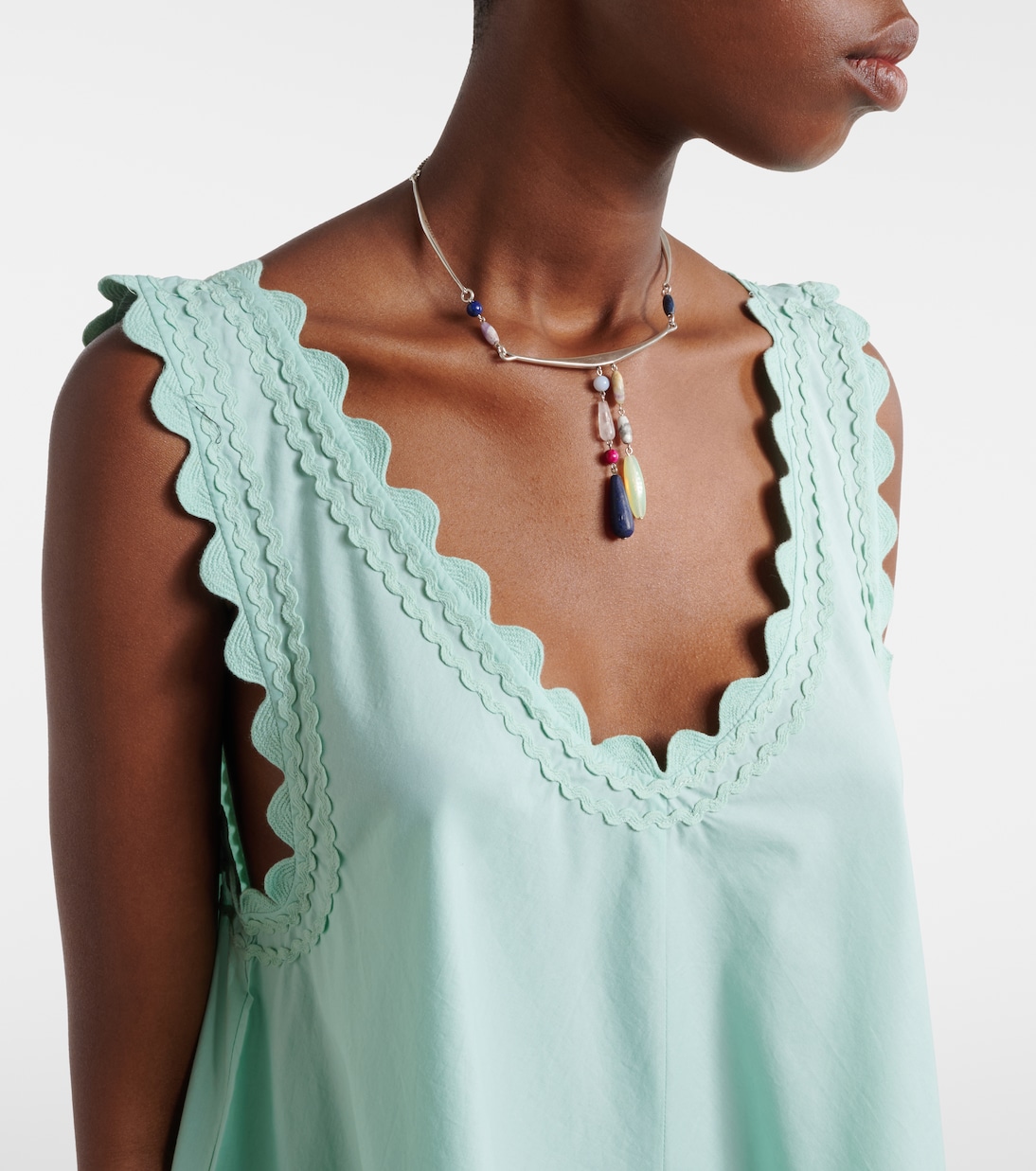 Embroidered scalloped cotton poplin minidress | Juliet Dunn