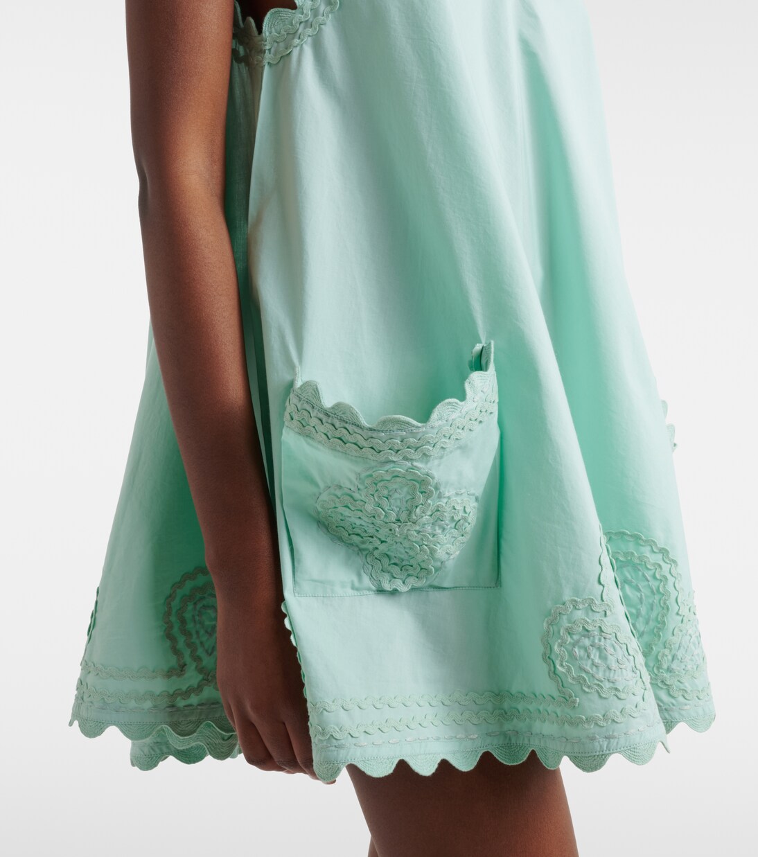 Embroidered scalloped cotton poplin minidress | Juliet Dunn