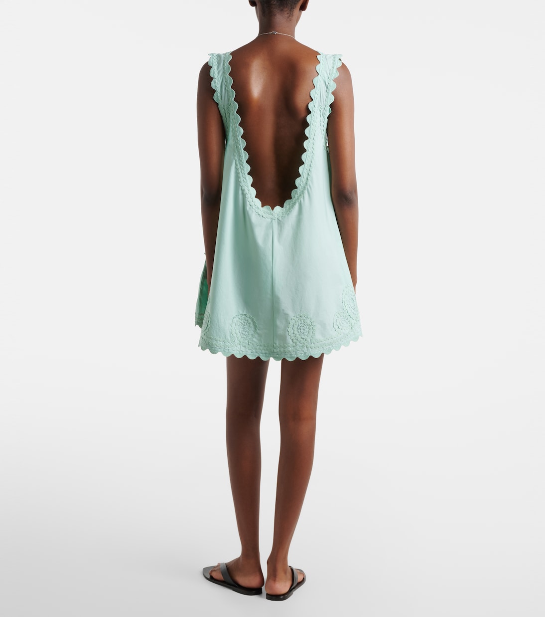 Embroidered scalloped cotton poplin minidress | Juliet Dunn