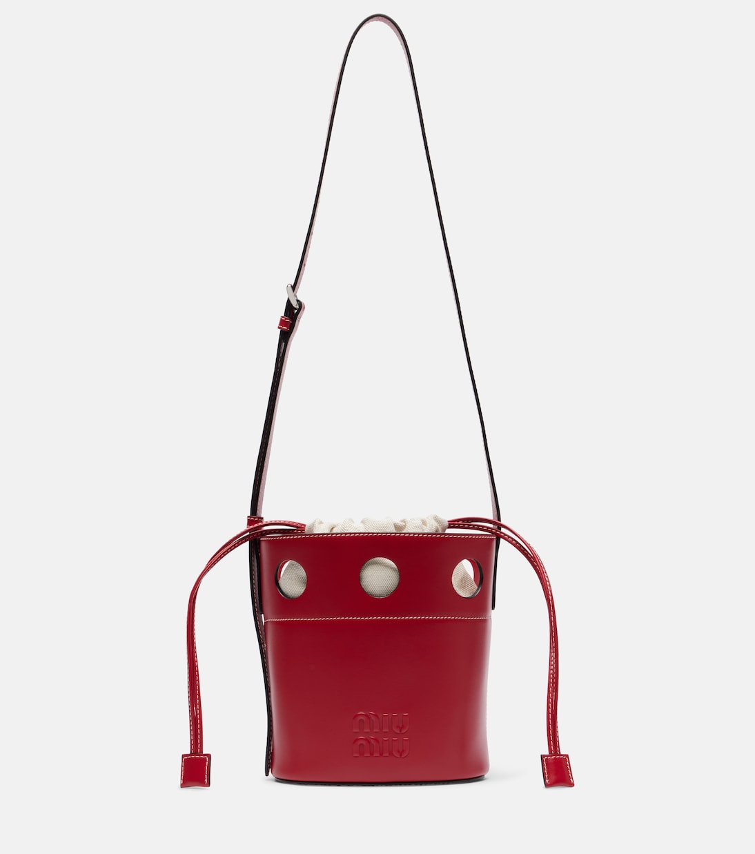 Cutout leather bucket bag | Miu Miu