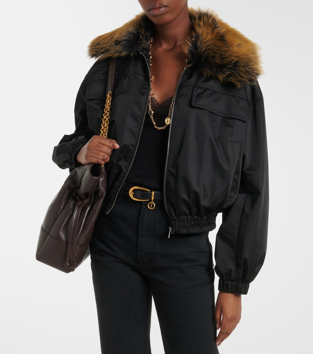 Shearling-trimmed blouson jacket | Saint Laurent