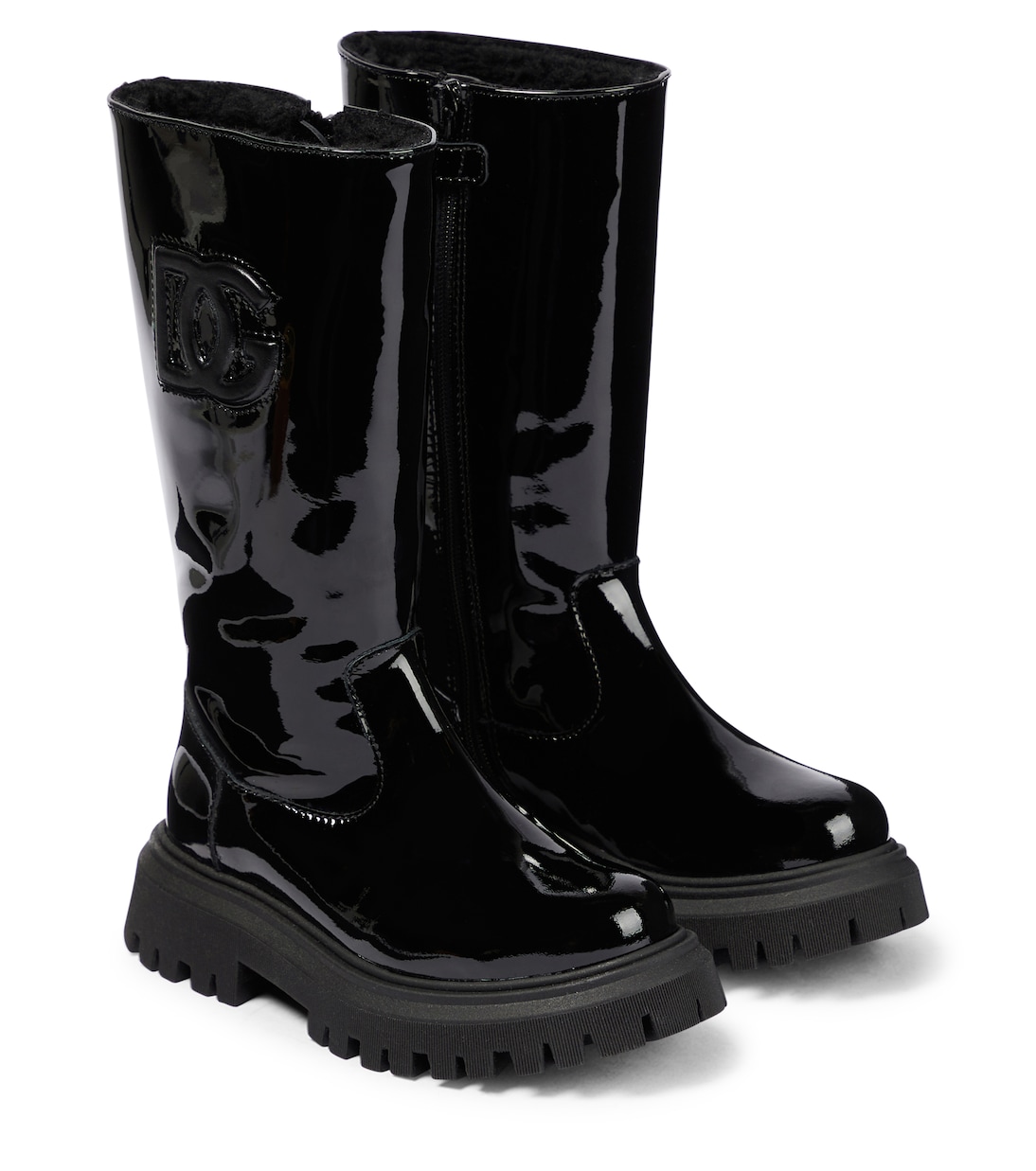 Logo patent leather knee-high boots | Dolce&Gabbana Kids
