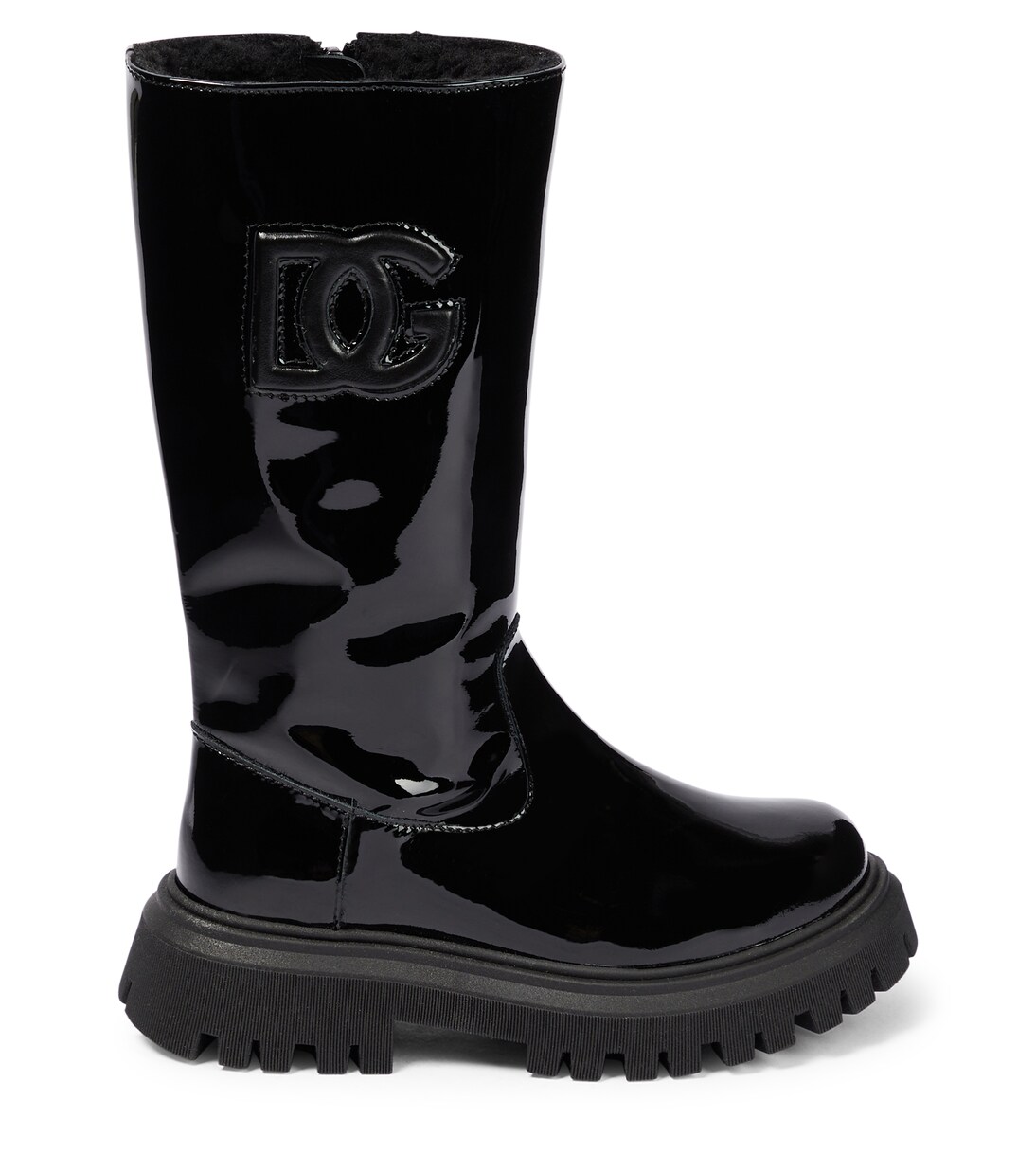 Logo patent leather knee-high boots | Dolce&Gabbana Kids