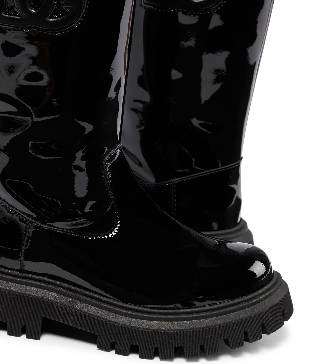 Logo patent leather knee-high boots | Dolce&Gabbana Kids